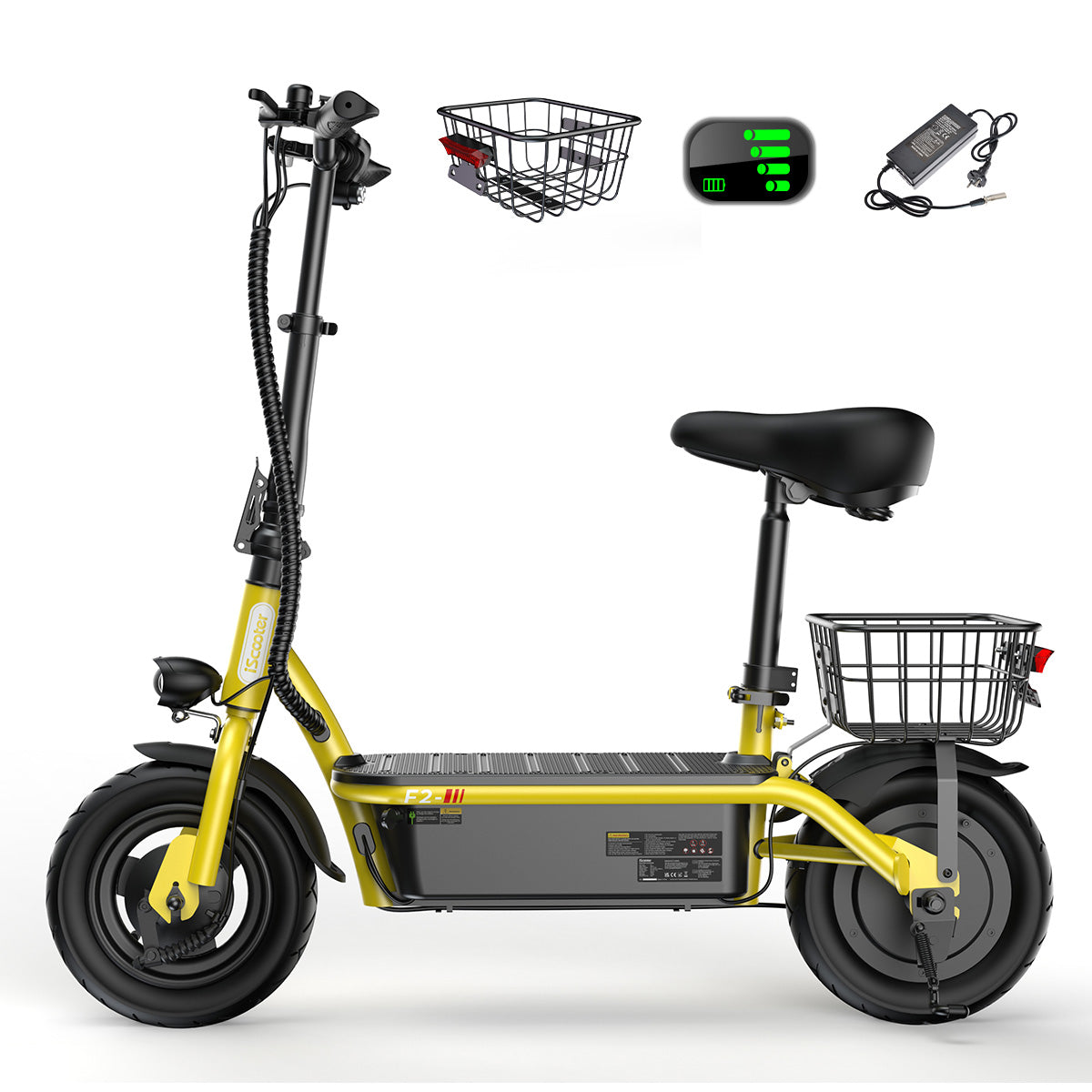 F2 Electric Scooter with Seat 10" Pneumatic Tire