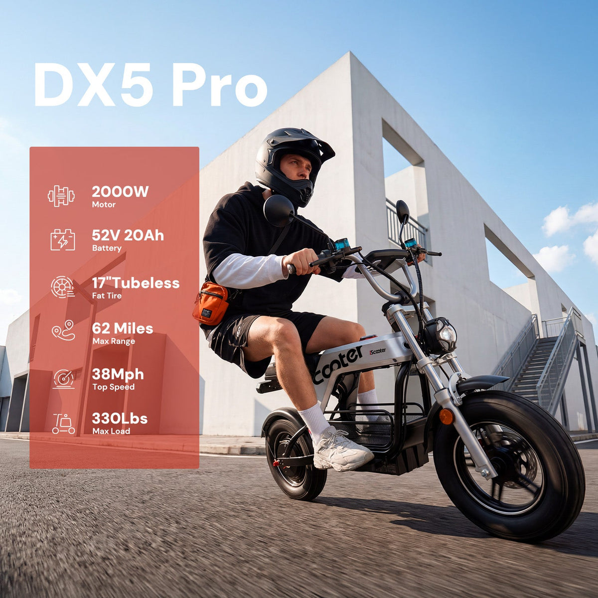 iScooter DX5Pro Electric Scooter with Seat 2000W Motor